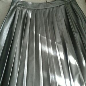 Faux Leather Pleated Skirt